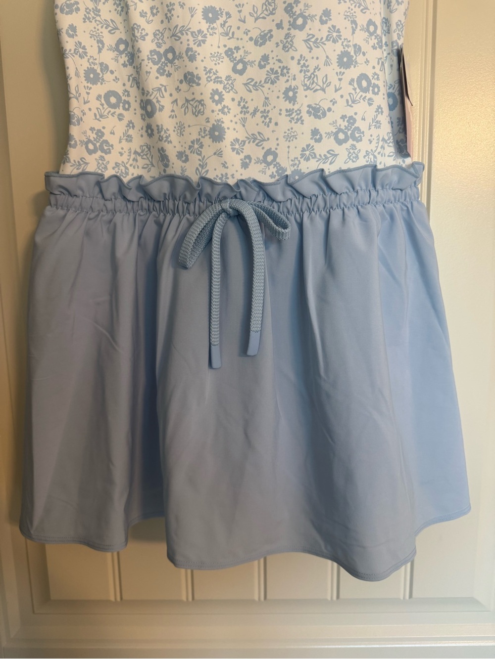 JoyLab Light Blue Floral Mini Dress with Drawstring Waist - Picture 4 of 7
